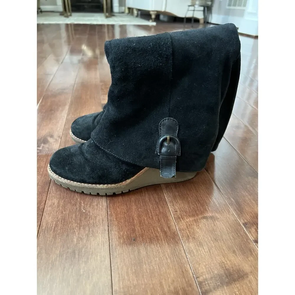 Ash Black Suede Over-the-Knee Wedge Boots